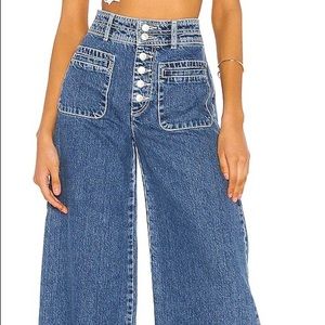 Free People Colette Wide Leg Jeans In Indigo Blue